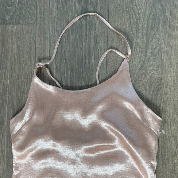 Women’s Y2K Go Girl Go Tank Top Blouse Cowl Neck Satin Pink T-strap back Small - Picture 11 of 16